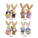 Maxbell 2 Pieces Easter Bunny Figurines Easter Decoration for Living Room Lawn Style A