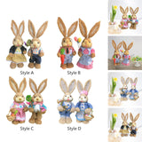 Maxbell 2 Pieces Easter Bunny Figurines Easter Decoration for Living Room Lawn Style A