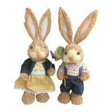 Maxbell 2 Pieces Easter Bunny Figurines Easter Decoration for Living Room Lawn Style A