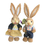 Maxbell 2 Pieces Easter Bunny Figurines Easter Decoration for Living Room Lawn Style A