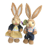 Maxbell 2 Pieces Easter Bunny Figurines Easter Decoration for Living Room Lawn Style A