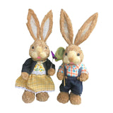 Maxbell 2 Pieces Easter Bunny Figurines Easter Decoration for Living Room Lawn Style A
