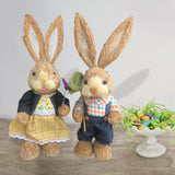 Maxbell 2 Pieces Easter Bunny Figurines Easter Decoration for Living Room Lawn Style A