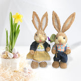 Maxbell 2 Pieces Easter Bunny Figurines Easter Decoration for Living Room Lawn Style A