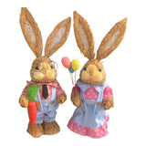 Maxbell 2 Pieces Easter Bunny Figurines Easter Decoration for Living Room Lawn Style B