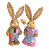 Maxbell 2 Pieces Easter Bunny Figurines Easter Decoration for Living Room Lawn Style B