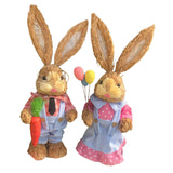 Maxbell 2 Pieces Easter Bunny Figurines Easter Decoration for Living Room Lawn Style B