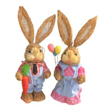 Maxbell 2 Pieces Easter Bunny Figurines Easter Decoration for Living Room Lawn Style B