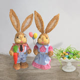 Maxbell 2 Pieces Easter Bunny Figurines Easter Decoration for Living Room Lawn Style B