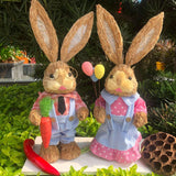 Maxbell 2 Pieces Easter Bunny Figurines Easter Decoration for Living Room Lawn Style B