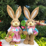 Maxbell 2 Pieces Easter Bunny Figurines Easter Decoration for Living Room Lawn Style C