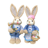 Maxbell 2 Pieces Easter Bunny Figurines Easter Decoration for Living Room Lawn Style D
