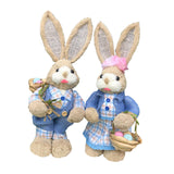 Maxbell 2 Pieces Easter Bunny Figurines Easter Decoration for Living Room Lawn Style D