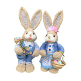 Maxbell 2 Pieces Easter Bunny Figurines Easter Decoration for Living Room Lawn Style D