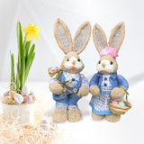 Maxbell 2 Pieces Easter Bunny Figurines Easter Decoration for Living Room Lawn Style D