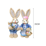 Maxbell 2 Pieces Easter Bunny Figurines Easter Decoration for Living Room Lawn Style D
