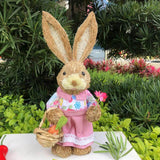 Maxbell Easter Bunny Figurine Easter Decor Garden Statue for Balcony Office Tabletop Style D