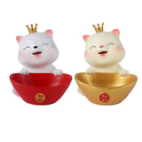 Maxbell Cat Statue Bowl Durable Art Figurine for Wedding Party Supplies Cafe Red