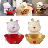 Maxbell Cat Statue Bowl Durable Art Figurine for Wedding Party Supplies Cafe Red