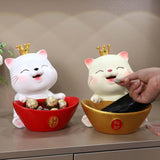 Maxbell Cat Statue Bowl Durable Art Figurine for Wedding Party Supplies Cafe Red
