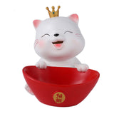 Maxbell Cat Statue Bowl Durable Art Figurine for Wedding Party Supplies Cafe Red
