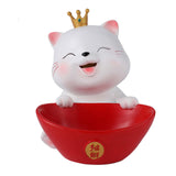 Maxbell Cat Statue Bowl Durable Art Figurine for Wedding Party Supplies Cafe Red
