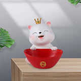 Maxbell Cat Statue Bowl Durable Art Figurine for Wedding Party Supplies Cafe Red