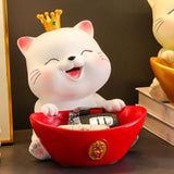 Maxbell Cat Statue Bowl Durable Art Figurine for Wedding Party Supplies Cafe Red