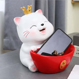 Maxbell Cat Statue Bowl Durable Art Figurine for Wedding Party Supplies Cafe Red