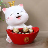 Maxbell Cat Statue Bowl Durable Art Figurine for Wedding Party Supplies Cafe Red