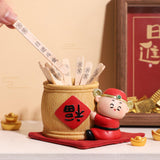 Maxbell God of Fortune Figurine Tabletop Sculpture for Cabinet Living Room Bookshelf Style A