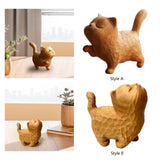Maxbell Wood Small Cat Statue Cat Decoration Cat Ornament for Desktop Home Bookshelf Style A