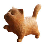 Maxbell Wood Small Cat Statue Cat Decoration Cat Ornament for Desktop Home Bookshelf Style A