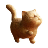 Maxbell Wood Small Cat Statue Cat Decoration Cat Ornament for Desktop Home Bookshelf Style A