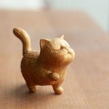 Maxbell Wood Small Cat Statue Cat Decoration Cat Ornament for Desktop Home Bookshelf Style A