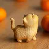 Maxbell Wood Small Cat Statue Cat Decoration Cat Ornament for Desktop Home Bookshelf Style B