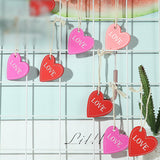 Maxbell Valentine's Day Ornaments Wood Slice Heart Ornaments for Festivals Tree Home Pink
