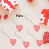 Maxbell Valentine's Day Ornaments Wood Slice Heart Ornaments for Festivals Tree Home Pink