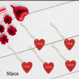 Maxbell Valentine's Day Ornaments Wood Slice Heart Ornaments for Festivals Tree Home Red