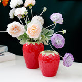 Maxbell Strawberry Ceramic Flower Vase Flower Pot for Shelf Living Room Dining Table L