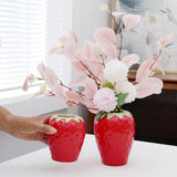 Maxbell Strawberry Ceramic Flower Vase Flower Pot for Shelf Living Room Dining Table L