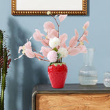 Maxbell Strawberry Ceramic Flower Vase Flower Pot for Shelf Living Room Dining Table L