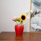Maxbell Strawberry Ceramic Flower Vase Flower Pot for Shelf Living Room Dining Table S