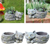 Maxbell Balcony Flower Pot Sleeping Cat Planter for Home Office Desk Decor Versatile Left