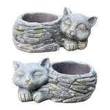 Maxbell Balcony Flower Pot Sleeping Cat Planter for Home Office Desk Decor Versatile Left