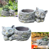 Maxbell Balcony Flower Pot Sleeping Cat Planter for Home Office Desk Decor Versatile Left