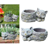 Maxbell Balcony Flower Pot Sleeping Cat Planter for Home Office Desk Decor Versatile Left