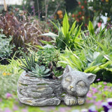 Maxbell Balcony Flower Pot Sleeping Cat Planter for Home Office Desk Decor Versatile Left