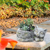 Maxbell Balcony Flower Pot Sleeping Cat Planter for Home Office Desk Decor Versatile Left