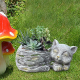 Maxbell Balcony Flower Pot Sleeping Cat Planter for Home Office Desk Decor Versatile Left